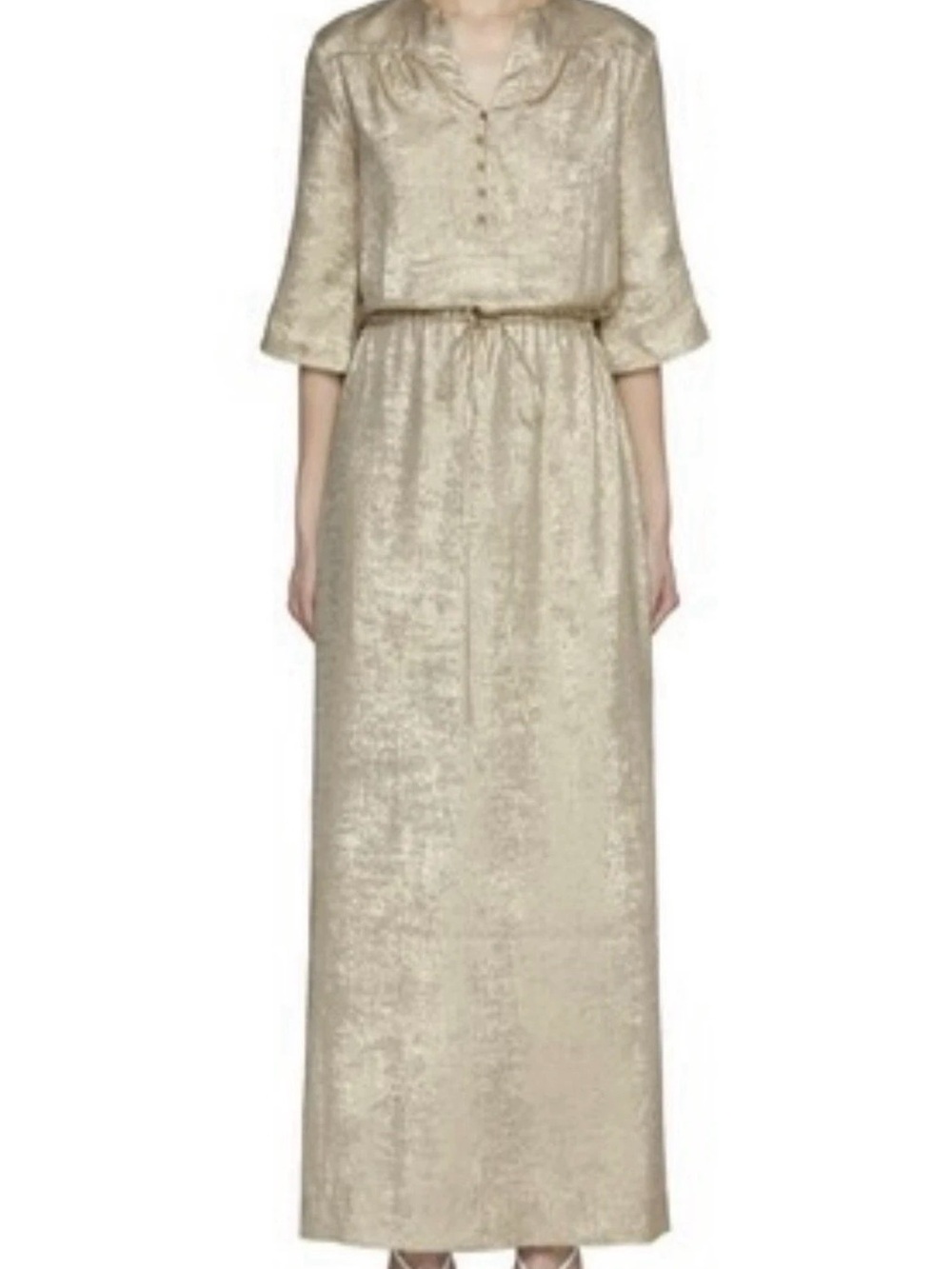 St. John Metallic Tie Waist Gown In Gold Size XS $1,995.00
